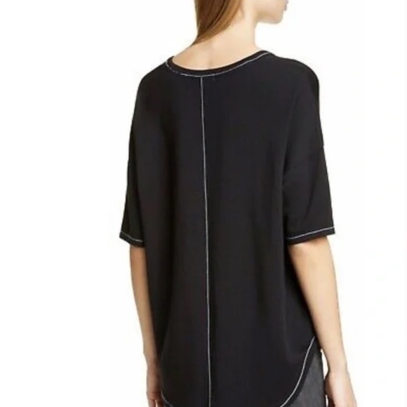 NWT $125 Rag + Bone Marlon Black Tee with Contrast White Stitching - size XXS! - Picture 4 of 9